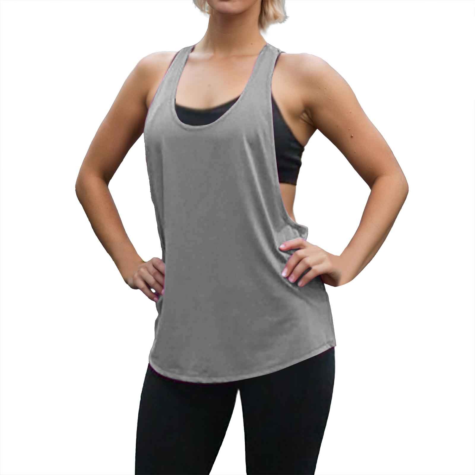 thumbnail image 1 of Chaleco deportivo sin mangas con cuello bajo en forma de T para mujer: top deportivo holgado de secado rápido y absorción del sudor, 1 of 5
